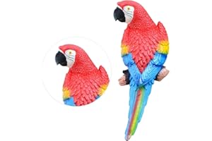GEKLOK Simulación de loros forestales, decoración de loros de jardín, resina realista decoración de loros, pájaros animales modelo arte decoración de pared para el hogar jardín árbol (rojo-2#)