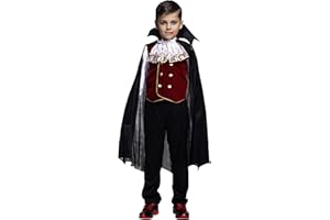 GEMVIE Disfraz de vampiro para niño, Disfraz de Cosplay Halloween Fiesta de carnaval gótico infantil Vampire Prince Vampire Dress Drácula 4-12 años