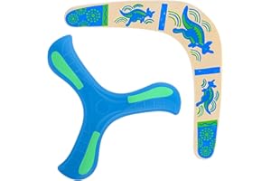 NieYat 2 Stück Bumerang Set, Boomerang,Holz Und Blauer Leucht Boomerangs Für Kinder Und Erwachsene, Ideal Für Outdoor Spiele, Camping Und Familienaktivitäten