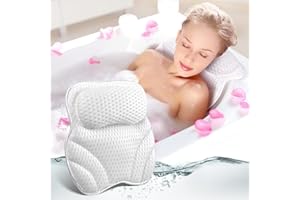 AOPOW Badewannenkissen rutschfest Badewanne Kissen mit 6 Saugnäpfen - Badekissen mit 4D Air Mesh Technologie Bath Pillow Set für Whirlpool Spa Massage Wellness Entspannung Zubehör (37 x 36 cm)