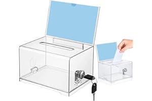 XHYASD Pudełko na darowizny, zamykane, akrylowa puszka na darowizny, przezroczysta do głosowania, konkursów, wizytówek (16 x 12 x 10 cm)