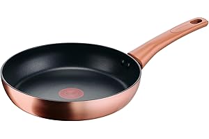 Lagostina Rosé, Padella Antiaderente Ø 24 cm, Rivestimento Titanium, Indicatore di Calore Thermo-Signal, Manico Rivettato, Compatibile con Induzione, Colore Oro Rosa