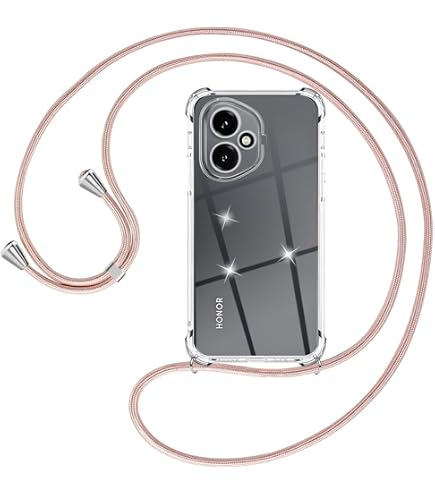 TTSWJBD Cover per TCL 403 e Vetro Temperato Custodia con Cordino Silicone Trasparente Morbida Cover Cellulare Girocollo Collana Necklace Protettiva Bumper Antiurto TPU Case, Nero