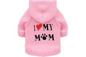 Izefia Kapuzenpullis für Hunde Hund Kapuzenpullis für Kleine Hunde Kleidung Ich Liebe Meine Mutter Fleece Pullover Winter Sweatshirt Warme Baumwolle Hund Kapuzenpullis für Kleine Hund Katze