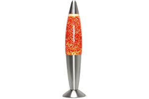 ‎EASYLIGHT Easylight Lavalampe Glitter TIMMY Orange Silber H:36cm inkl. E14 Leuchtmittel Retro Design Glitzerlampe Jugendzimmer