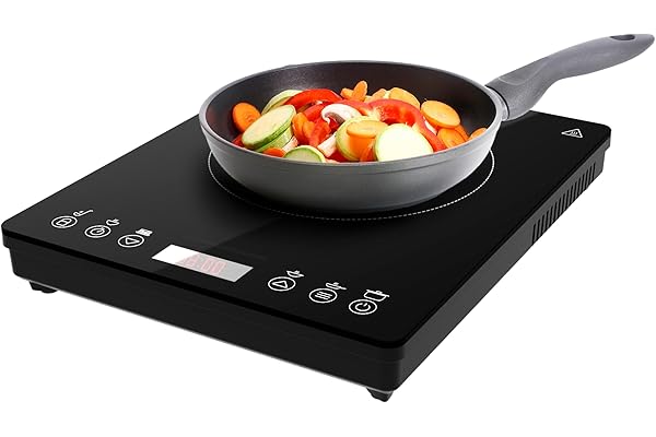 Cecotec Plaque à Induction Portable 1 Feu Full Magma Slim. Puissance de 2000W réglable sur 8 niveaux, design en verre haute résistance, écran tactile, minuterie, facile à nettoyer