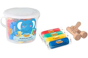 Jovi Plastilina Baby - 8 barritas de 38g 4 Colores Surtidos + 3 Sellos de Madera, sin Gluten, NO se Seca, para niños a Partir de 12 Meses (P371A)