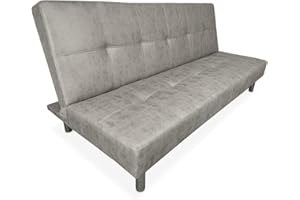 amuéblate online - Sofá Cama Clic Clac Tipo Libro de 3 Plazas Modelo Voley, Diseño Moderno, Práctico y Funcional, Acabado en Gris