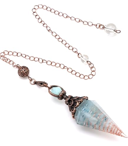Mookaitedecor Natural Clear Quartz Crystal Pendulum With Reiki Symbol For Scrying Dowsing Divination Meditation, Cho Ku Rei Reiki Symbol Pendant Healing Crystal Pendulum Divination Tool Wiccan Gift