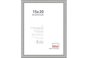 DEHA Design Bilderrahmen Boston, 15x20 cm, Aluminium Silber Matt, bruchsicheres Acrylglas, für Fotos und Portraits, Hoch- und Querformat, stabile Rückwand