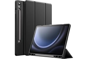 JETech Etui dla Samsung Galaxy Tab S10 Lite / S10 FE / S9 FE 10,9 Cala z S Pen Uchwytem, Miękka TPU Składana na Trzy Części Podstawkę Ochronna Osłona Tabletu, Obsługa Ładowania S Pen (Czarny)