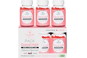 Lashilé Beauty - Complementos Alimenticios -Vitaminas para el crecimiento y fortalecimiento del cabello - Good Hair Vitaminas - 3 meses - 180 Gummies - Zinc, Viatmina C, E, B8, D, B12