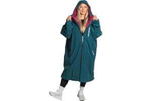 Two Bare Feet Waterproof Long Sleeve Changing Robe with Hood & Changing Mat, Sherpa Fleece Lining, Windproof, Warm, for Watersports, Swimming, Surfing, SUP