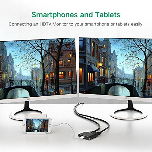 Lightning Digital AV Adapter, HuiHeng Intelligent Conversion Adapter Powered by EZcast USB to HDMI/VGA/Audio For IOS and Android Devices Windows Computers (Black) - 8