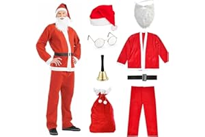 COSTUMED 8 in 1 Set Weihnachtsmannkostüm & Nikolauskostüm - Santa Costume - für Weihnachten - Kostüm für Nikolaus - Weihnachtsmann - Santa Claus - Herren & Erwachsene