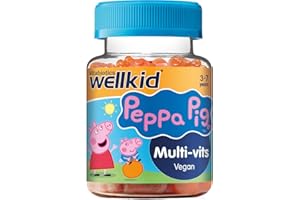 Wellkid Peppa Pig Chewable Gummy Vitamins by Vitabiotics - UK's No. 1 Vitamin Company. Kids Multivitamin formula with Vitamin A B C D and E - Strawberry