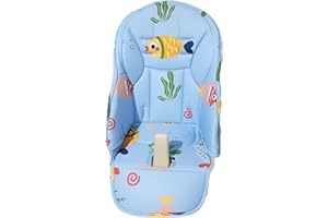 Hiseng Funda Cojín para Trona, Caricatura Cuero PU Cojín para Silla Alta Para Bebé Universal Multifuncional Suave Cómoda Sillas Comedor Funda Asiento para Infantil Niños (40x83cm,Pez)