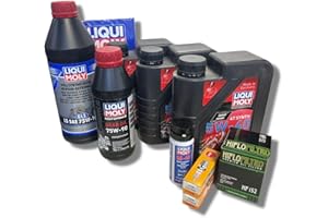 PARTS EUROPE Liqui Moly Ölwechselset Wartungsset Can Am Renegade 500/800 / 1000 Motoröl 5W40 + Getriebeöl + Ölfilter + Zündkerze + Pflegemateriel