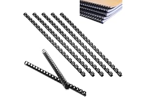 Zasvec Plastikbinderücken 14 mm 25 Stück Binderücken für Plastikbindung Kunststoff Spiralbindung Binderücken Plastikbindeset für A4 Dokumente 21 Ringe Schwarz