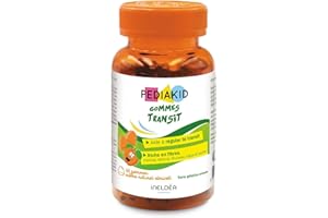 PEDIAKID - Gommes Transit - Complément alimentaire à base de fruits et d'Avoine - Riche en fibres - Aide à réguler le transit intestinal - Arôme naturel abricot - 60 gommes