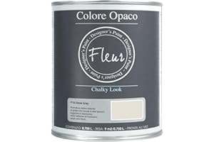 FLEUR DESIGNER'S PAINT | Pittura Chalk Paint Opaca, 750 ml, Senza Carteggiare, Multisuperficie, Colore F10 Dove Grey, Effetto Gesso, Per Pareti e Mobili, Extra Opaco, Ad Acqua, Made in Italy