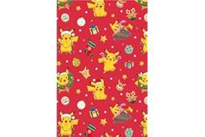 DANILO PROMOTIONS LIMITED Papel de regalo de Pokémon, 4 hojas, 4 etiquetas, papel de Pokémon de Navidad, multicolor
