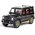 PINQUE Kids New Car 1:24 Barbus Diecast Alloy Metal Pull Back Car with Openable Doors Music Sound and Light Vehicle Toy Car for Boys (Black)