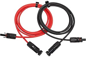 RSE Kabel solarny przedłużający czerwony czarny 4 mm² lub 6 mm² kompatybilny z wtyczką solarną MC4, 2 x 10 m 6 mm²