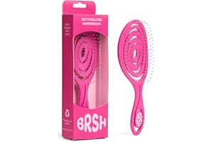 Detangle Hair Brush | Detangling Brush for Thin, Fine, Thick and Normal Hair | Detangler Hair Brush for Women, Men & Kids - Eco Friendly, Flexible, Vegan, Straw Brush - Wet and Dry Hair - Pink - BRSH