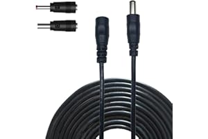 Liwinting 1m DC Plug Extensión Cable 2,1 mm x 5,5 mm Conector Macho a Hembra para Adaptador de Corriente, LED, CCTV Camera Power, Coche, Monitores, 2 Convertidores DC - Negro