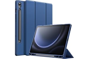 JETech Etui dla Samsung Galaxy Tab S10 Lite / S10 FE / S9 FE 10,9 Cala z S Pen Uchwytem, Miękka TPU Składana na Trzy Części Podstawkę Ochronna Osłona Tabletu, Obsługa Ładowania S Pen (Granatowy)