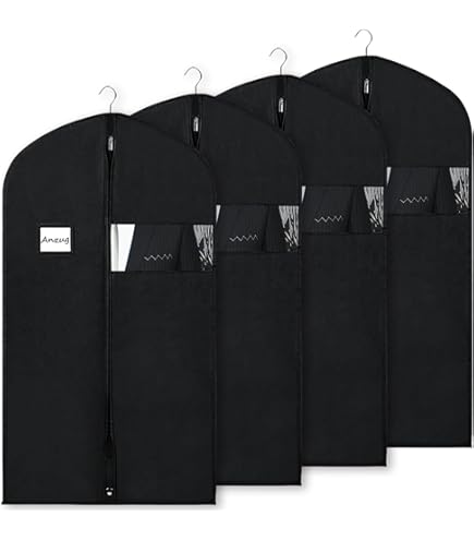 Katoenen Kledingzak, 3 Stuks Kledingzakken Hangende Kledingtas Ademend Pak Covers Met Metalen Rits Kledinghoezen Voor Bont, Nerts, Dons Jassen(Size :140×58cm,Color:Vlak