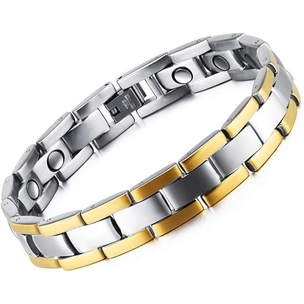 Bracciale Uomo In Acciaio Inox E Titanio Magnetico - Regolabile, Design Moderno, Modello JWB323-325 - Foto 2