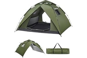 FORRINX Tienda de campaña Automática para 4 Personas 230 * 230 * 150CM Pop Up Tienda instantánea para 4 Estaciones Protección UV 2 en 1 Doble Capas Tienda Campismo Plegable Familia Cúpula Carpa