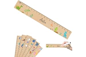 Montrestar Lineal Kinder, 21CM Holz Lineal mit Dino Motiven, Einzigartige Grundschule Geschenke, Holzlineal Geschenk zur 2025 Jungen Schultüten Einschulung Schulanfänger Schuleinführung