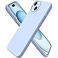 ORNARTO Compatible with iPhone 15 Plus Case 6.7", Slim Liquid Silicone 3 Layers Full Covered Soft Gel Rubber Cover Protective Phone Case with Anti-Scratch Microfiber Lining-Baby Blue