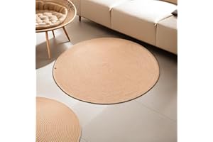 Dekorist Round Jute Rug, Decorative Boho Round Area Rug Carpet, Natural Beige - Standard Jute Area Rugs for Living Room, Kitchen, Bedroom, 120 cm, Galeras