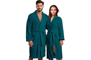 Dreamfox Unisex Towelling Bath Robes Free Size Towel Dressing Gown No Hood Fits All Cotton Dressing Gowns for Women UK Free Size Terry Towelling Bathrobe