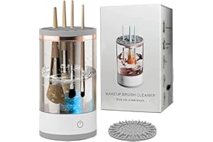 Tohoee Elettrico per Pulisci Pennelli Make Up e Asciugatrice, Centrifuga Automatica da 7000 Giri/min, Veloce e Automatico Detergente per Trucco Pennelli (Grigio)