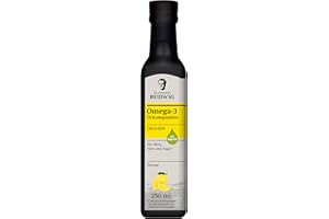 ‎DR. JOHANNA BUDWIG Dr. Budwig Premium Omega 3 DHA + EPA Öl Zitrone (250ml) - Bio Leinöl & Algenöl - hochdosiertes DHA & EPA - vegan - flüssig - laborgeprüft - auch für Kinder - Alternative Fischöl & Omega 3 Kapseln