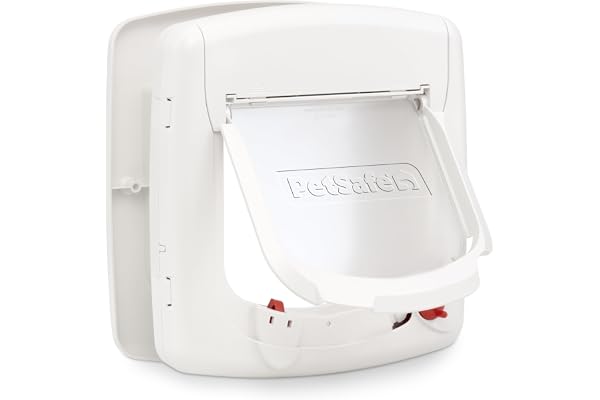 Petsafe - Chatière Magnétique Deluxe Staywell pour Chat avec Système De Verrouillage À 4 Positions - Collier avec Clé Magnétique - Facile À Installer – Blanc