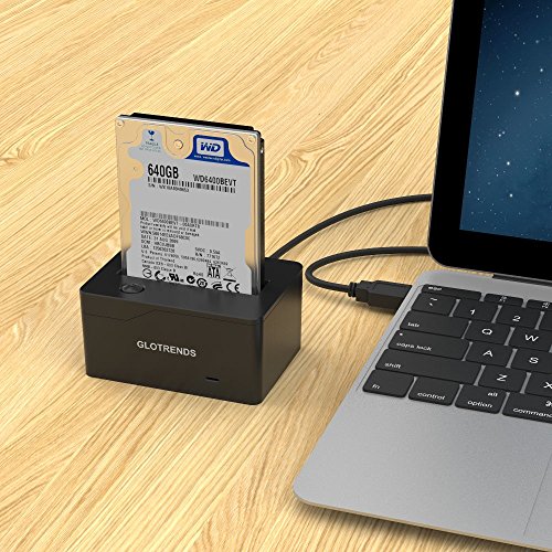 Mini SSD HDD Docking Station – GLOTRENDS K1 2,5 Zoll USB 3.0 SATA Festplatten Dock Docking Station, Maximal unterstützt 3TB Festplatten und 15mm dicke Festplatten, Stromversorgung über USB, aus ABS Plastik - 6