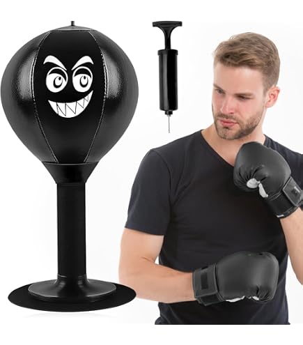Punching Ball De Bureau – Sac De Frappe 17 Cm Avec Ventouse Extra Forte, Ressort Résistant, Pince Métal, Idéal Anti-Stress