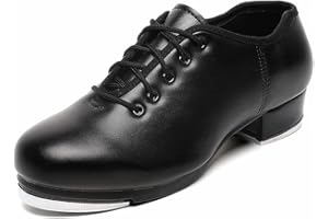 BOKIMD Mens Lace Up Black Tap Shoes Leather Oxford Dance Shoe