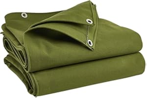 GLAMPTEX UK Eco Green Canvas Heavy Duty Cotton Tarpaulin Cover Boat Log Store Roofing Sheets (Green, 6 x 6 ft(1.8 x 1.8m))