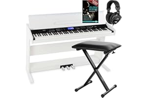 FunKey DP-88 II Pianoforte digitale bianco Set con panca economy, cuffie e guida (tedesco)