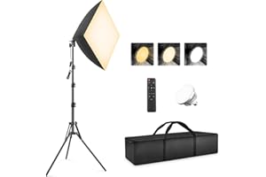 Foccalli Studio fotograficzne 85 W Softbox Kit – przyciemniane światło ciągłe LED z obrotowym światłem 2700-6400 K, oświetlenie studyjne do fotografii portretowej, filmów YouTube i fotografii
