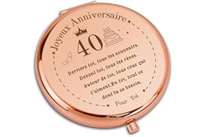VivaJoy Cadeau Femme 40 Ans - Cadeau Anniversaire Femme 40 Ans,Miroir de Poche élégant,Cadeau 40 Ans, Cadeau pour Femme 40 Ans, Cadeau pour Meilleure Amie, Maman, épouse, Fille, sœur,Petite Amie