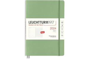 ‎LEUCHTTURM1917 LEUCHTTURM1917 367784 Wochenkalender & Notizbuch Softcover Medium (A5) 2024, 12 Monate, Salbei, Englisch