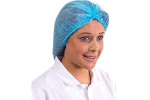 EXPERT WORKWEAR Disposable Elasticated Mob Caps Blue White Hygiene Food Catering Hair Nets Covers (1000, Sky)